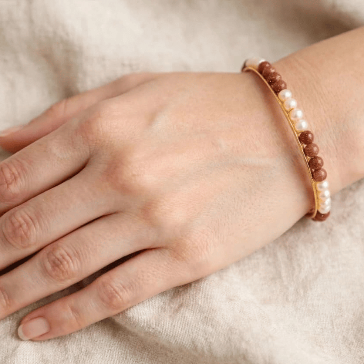 Hyderabad Pearl &sand stone bangle  thumbnail 2